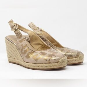 Naturalizer Metallic Gold Espadrille Wedge Slingbacks